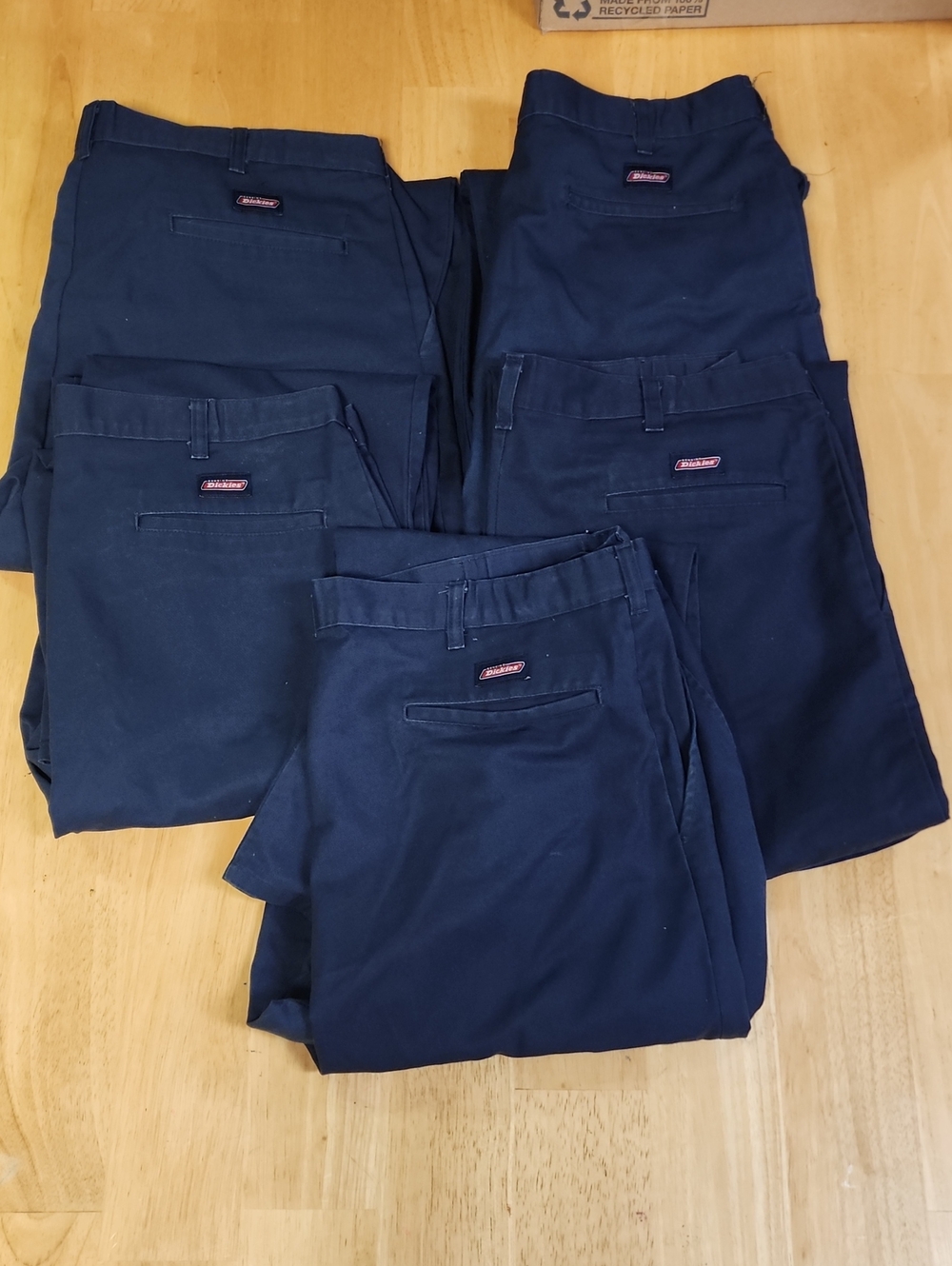 Lot of 5 Genuine Dickies Men's Navy Blue Work Pants 38X32 Flat Front Chinos VGUC